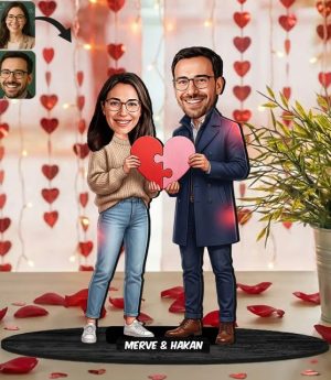 Персонализирано Дървено Карикатурно Библо за Влюбени, Подарък за Свети Валентин