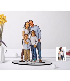 Персонализирано Дървено Библо С Цяла Семейна Карикатура