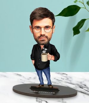 Персонализирано Карикатурно Библо С Дизайн На Мъж, Пиещ Кафе